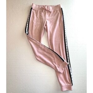 Juicy Couture Black Label Velour Track Pants XS Pink Studded Side Stripe Y2K